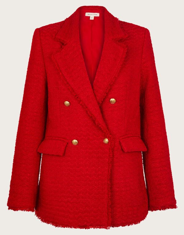 Monsoon Rubi Tweed Jacket Red - Image 6