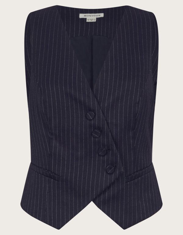 Monsoon Paige Pinstripe Waistcoat Blue - Image 6