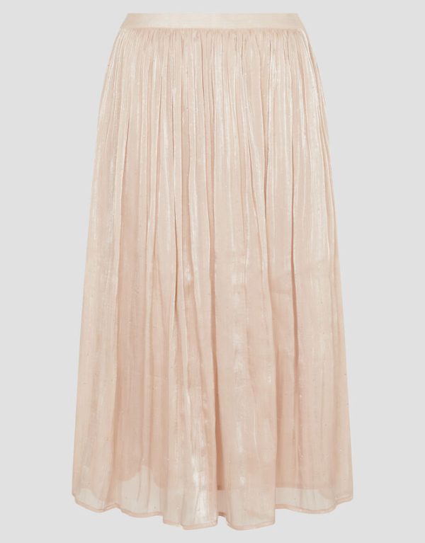 Monsoon Sia Metallic Shimmer Midi Skirt Gold - Image 6