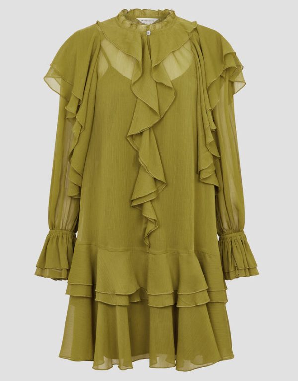 Monsoon Aria Ruffle Dress Green - Image 6