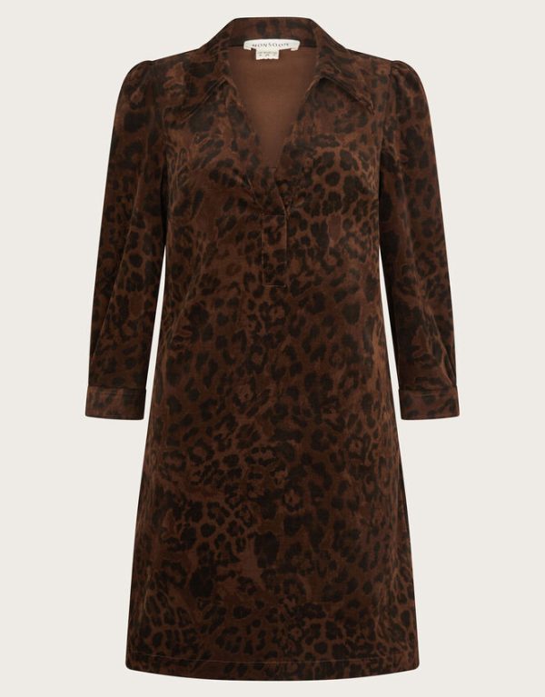 Monsoon Aida Collared Leopard Print Mini Dress Brown - Image 6