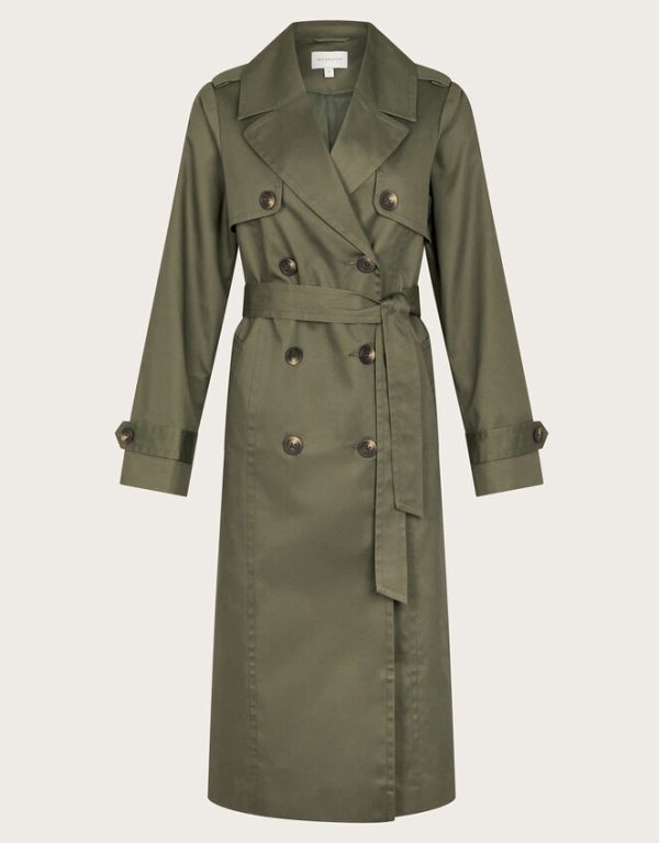 Monsoon Matilda Midi Trench Coat Green - Image 6