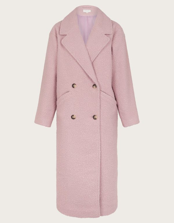 Monsoon Ophelia Double-Breasted Boucle Coat Pink - Image 5