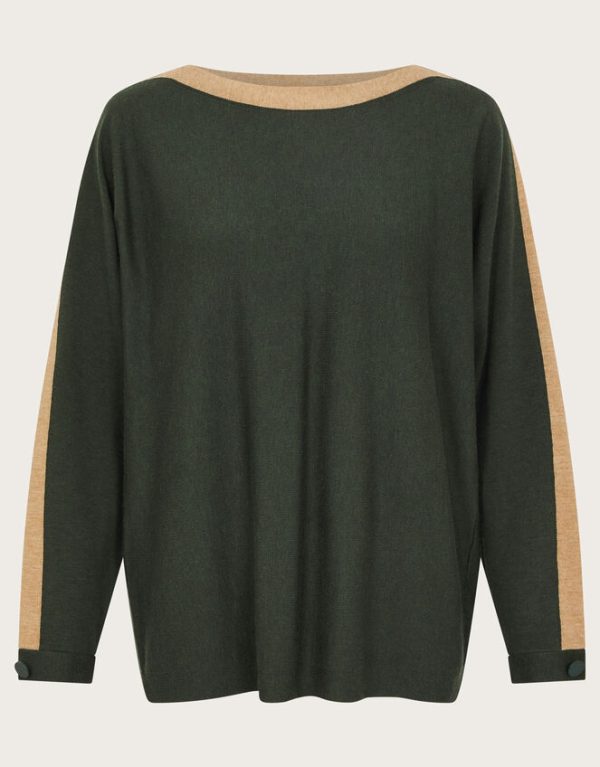 Monsoon Nellie Two-Tone Knit Jumper Green - Image 6