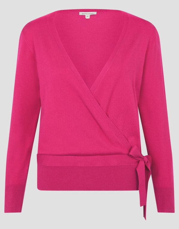 Monsoon Riley Wrap Jumper Pink - Image 5