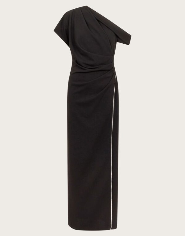 Monsoon Tia Asymmetrical Jersey Maxi Dress Black - Image 5