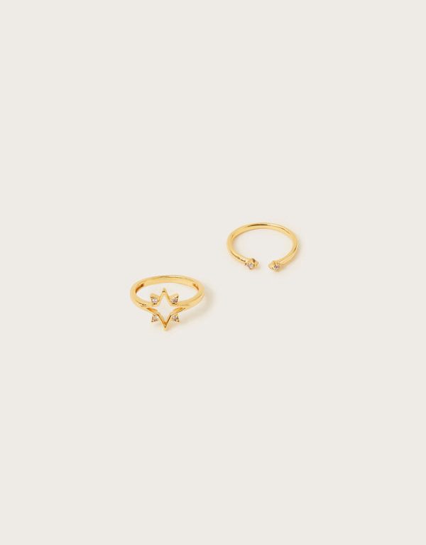 Monsoon Diamante Rings Set of Two Gold