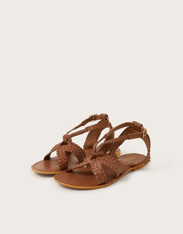 Monsoon Woven Leather Sandals Tan - Image 2