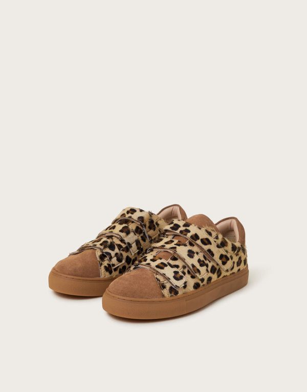 Monsoon Lia Suede Leopard Print Trainers Multi - Image 2