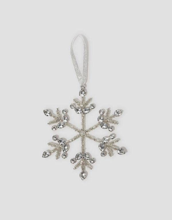 Monsoon Embellished Snowflake Christmas Tree Decoration Silver