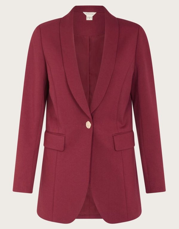 Monsoon Paige Single-Breasted Ponte Blazer Red - Image 5