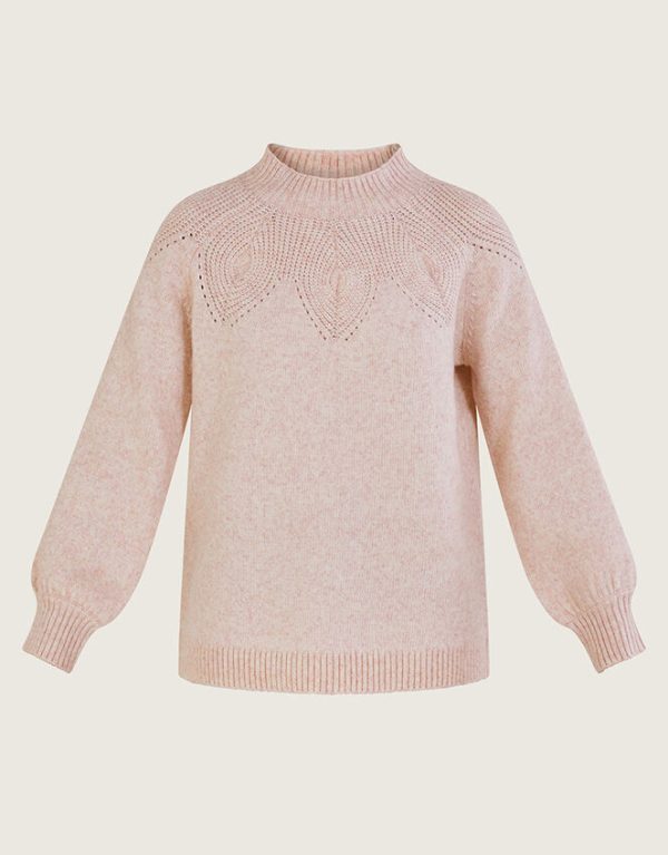 Monsoon Pattern Neck Jumper Pink - Image 4