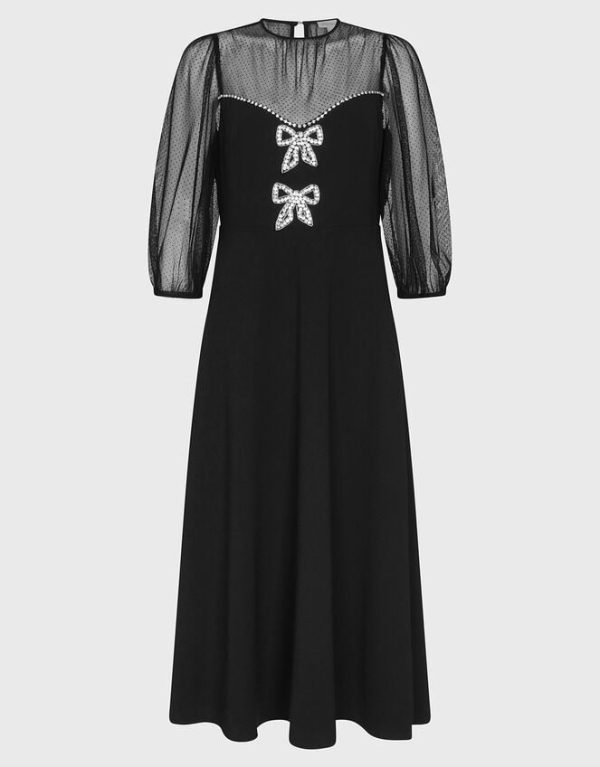 Monsoon Billie Bow Midi Dress Black - Image 5