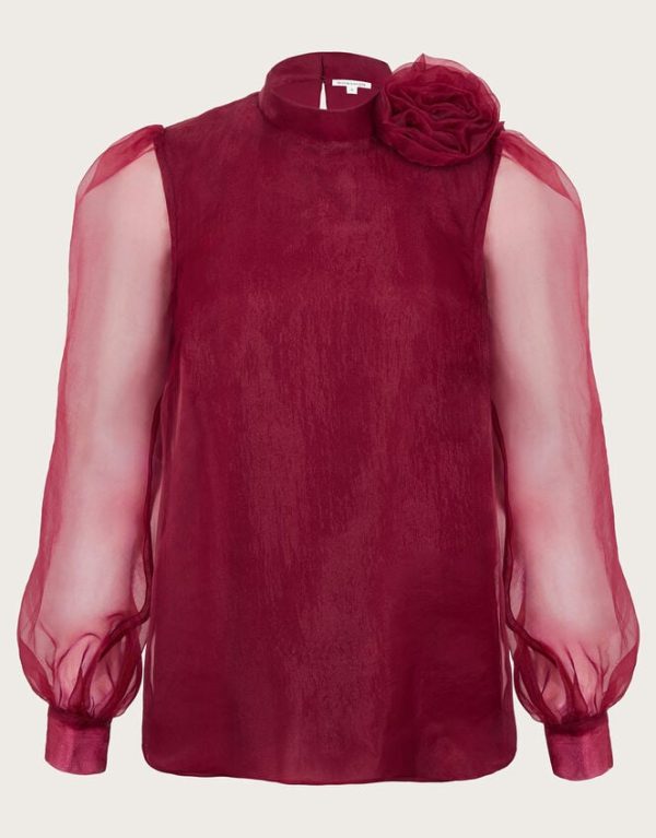 Monsoon Romi Corsage Blouse Red - Image 6