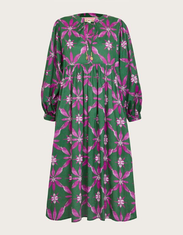 Monsoon La Galeria Elefante Smock Dress Green - Image 6