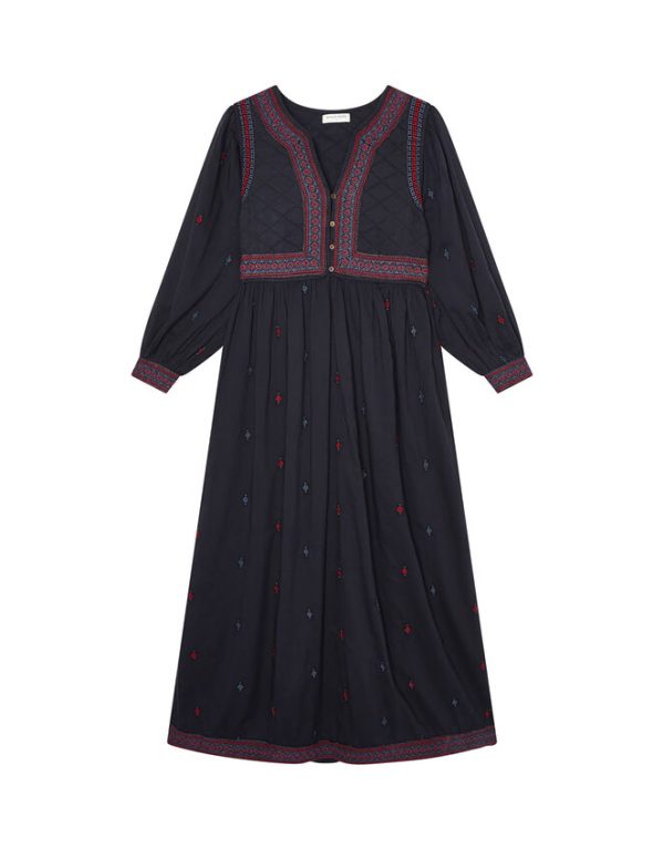 Monsoon Maison Hotel Dalida Embroidered Dress Blue - Image 7