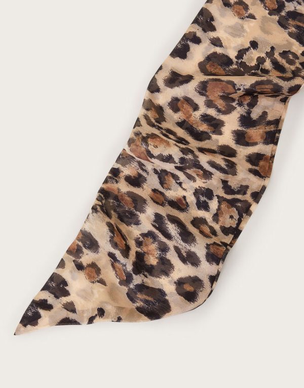 Monsoon Leopard Print Hair Scarf Brown - Image 2