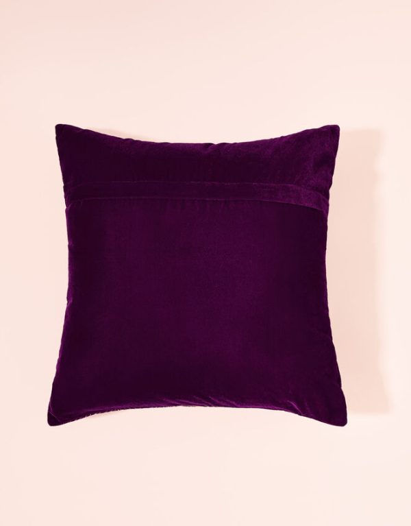 Monsoon Leaf Foil Printed Velvet Cushion - Image 2