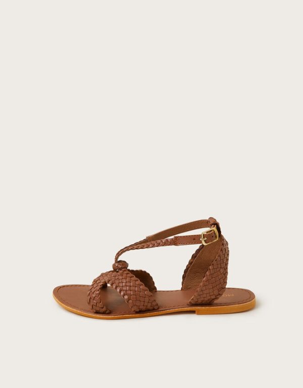 Monsoon Woven Leather Sandals Tan - Image 3