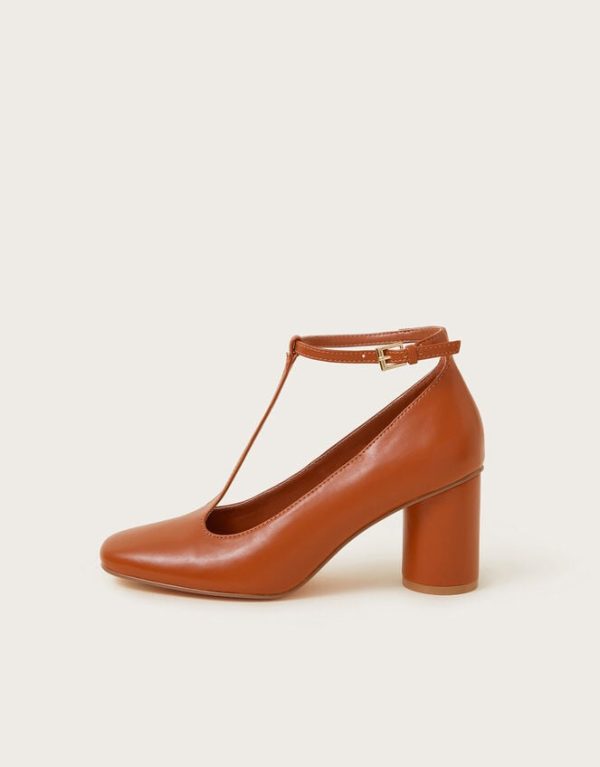 Monsoon Tala T-Strap Mary Jane Heels Tan - Image 2