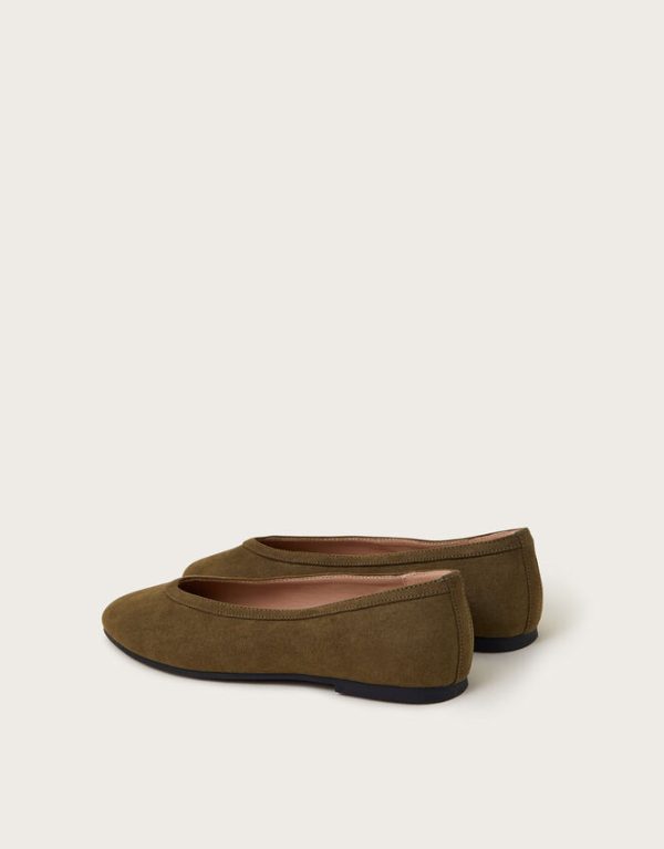 Monsoon Tori Suedette Ballet Flats Green - Image 3