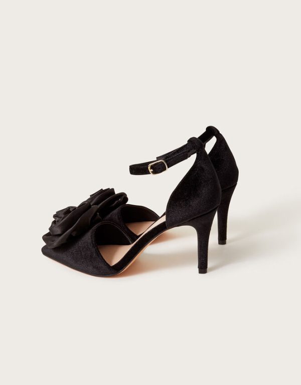 Monsoon Satin Corsage Heels Black - Image 3