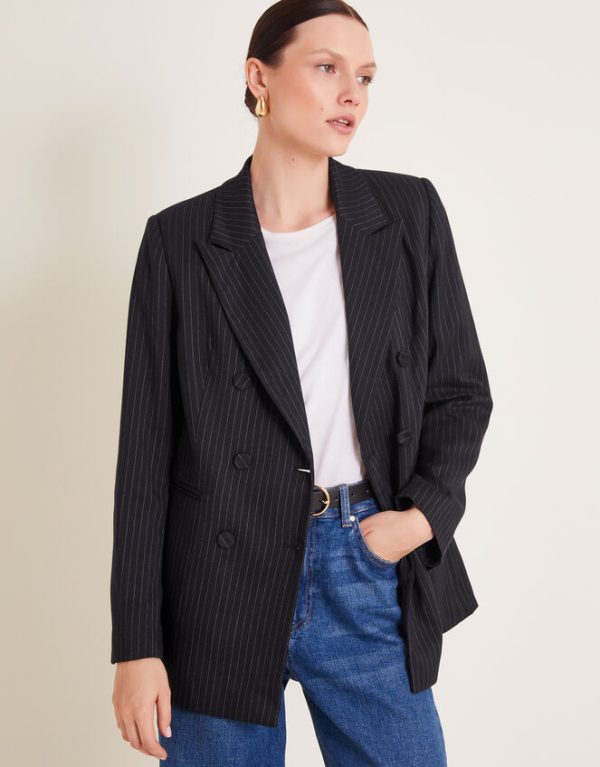 Monsoon Paige Pinstripe Blazer Blue