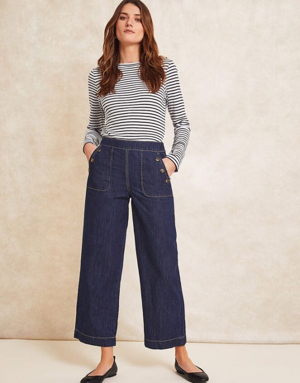 Monsoon Harper Regular Crop Wide Leg Jeans Blue - Image 2