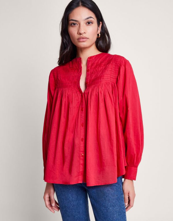 Monsoon Dahlia Pintuck Oversized Shirt Pink