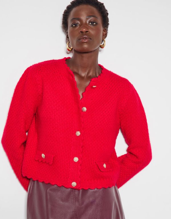 Monsoon Suki Stitch Cardigan Red