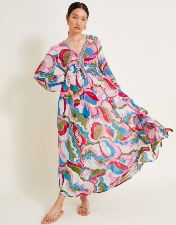 Monsoon Mathilde Kaftan Pink