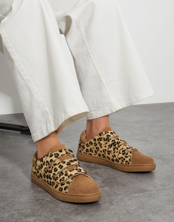 Monsoon Lia Suede Leopard Print Trainers Multi