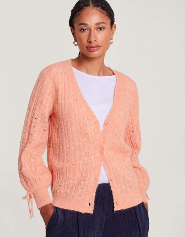 Monsoon Super-Soft Pointelle Cardigan Orange