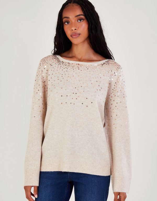 Monsoon Serena Sequin Jumper Camel