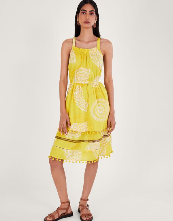 Monsoon Tiered Halter Dress Yellow