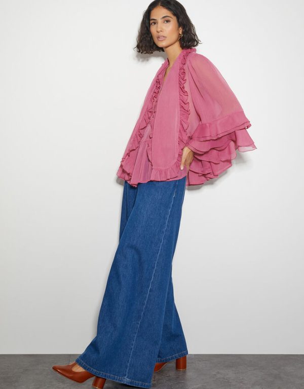 Monsoon Anais Ruffle Blouse Pink - Image 2