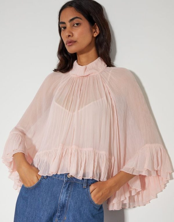 Monsoon Renee Crinkle Ruffle Top Pink - Image 2