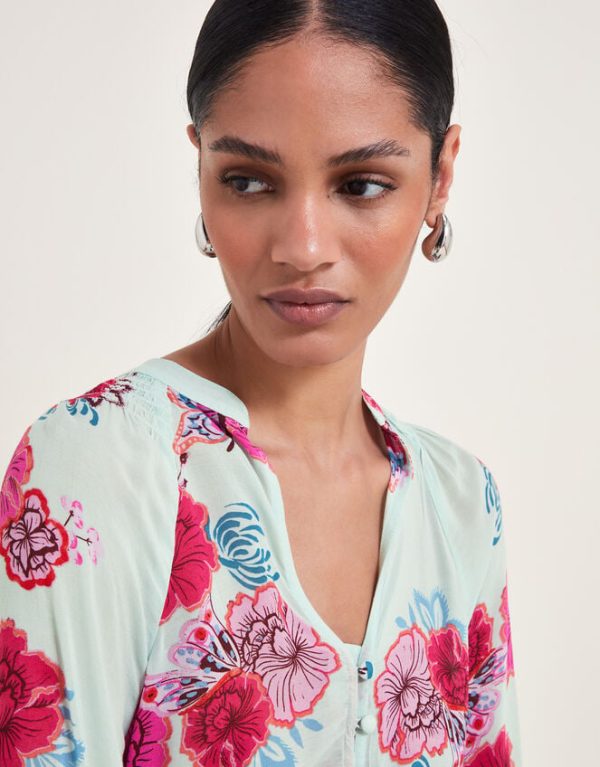 Monsoon Esme Floral Blouse Green - Image 3