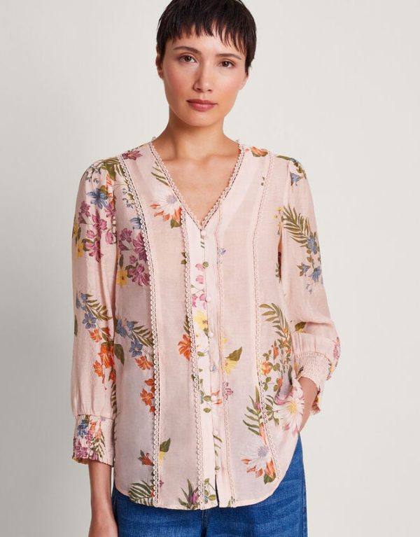 Monsoon Jaquetta Floral Blouse Pink - Image 2