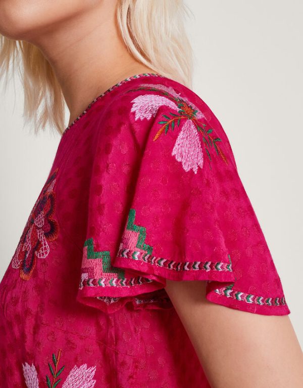 Monsoon Everly Embroidered Blouse Pink - Image 2