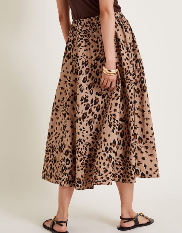 Monsoon Raife Leopard Print Skirt Natural - Image 4