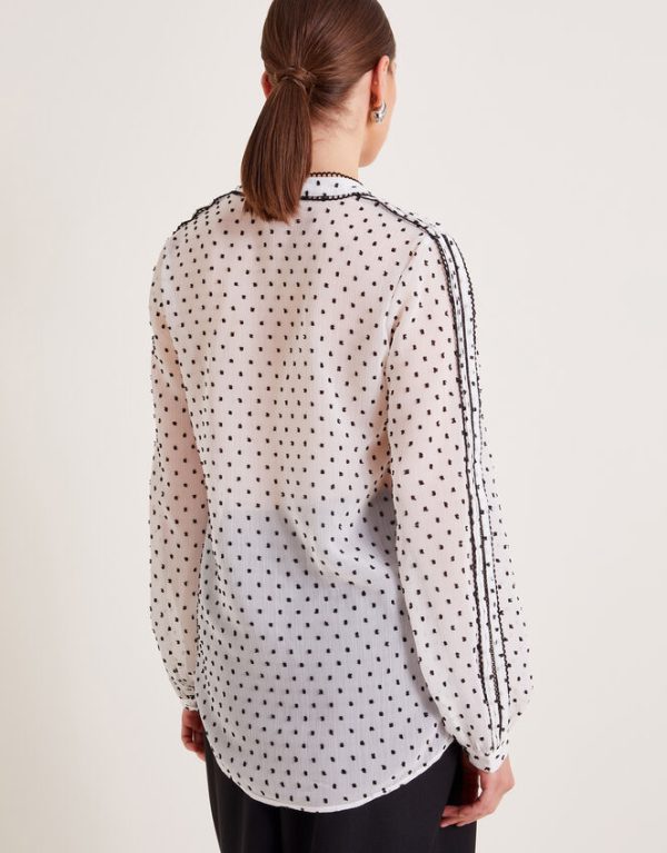 Monsoon Daria Dobby Blouse Ivory - Image 3