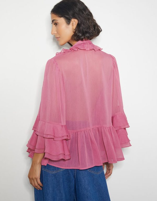 Monsoon Anais Ruffle Blouse Pink - Image 3