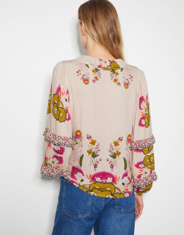 Monsoon Kara Floral Ruffle Blouse Ivory - Image 3