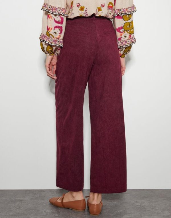 Monsoon Samira Corduroy Wide Leg Trousers Red - Image 3