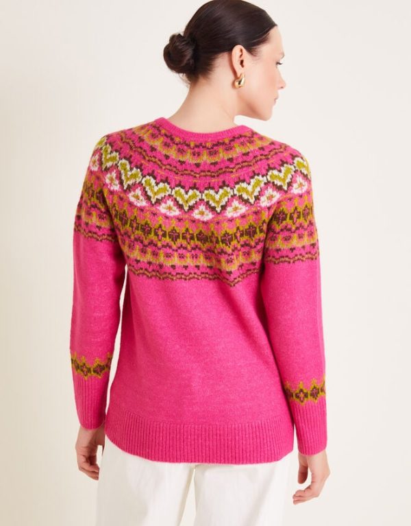 Monsoon Fern Fair Isle Jumper Pink - Image 3