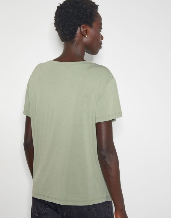 Monsoon Tawn Twist Front Jersey T-Shirt Green - Image 3