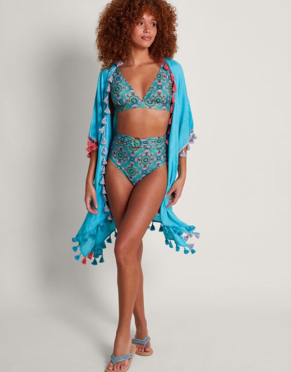 Monsoon Carla Print Bikini Top Teal - Image 2