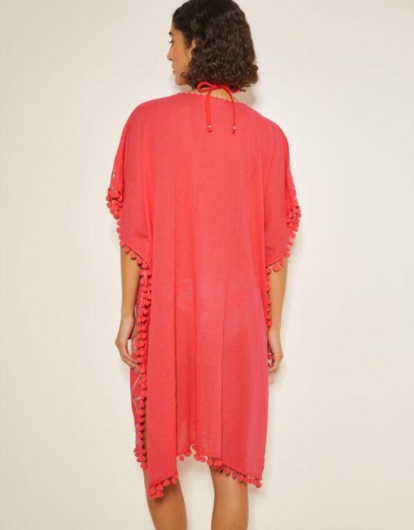 Monsoon Penny Tassel Embroidered Kaftan Pink - Image 3