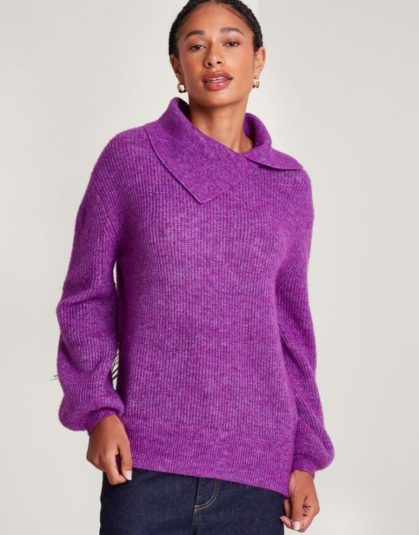 Monsoon Super-Soft Rib Splice Neck Jumper Purple - Image 2